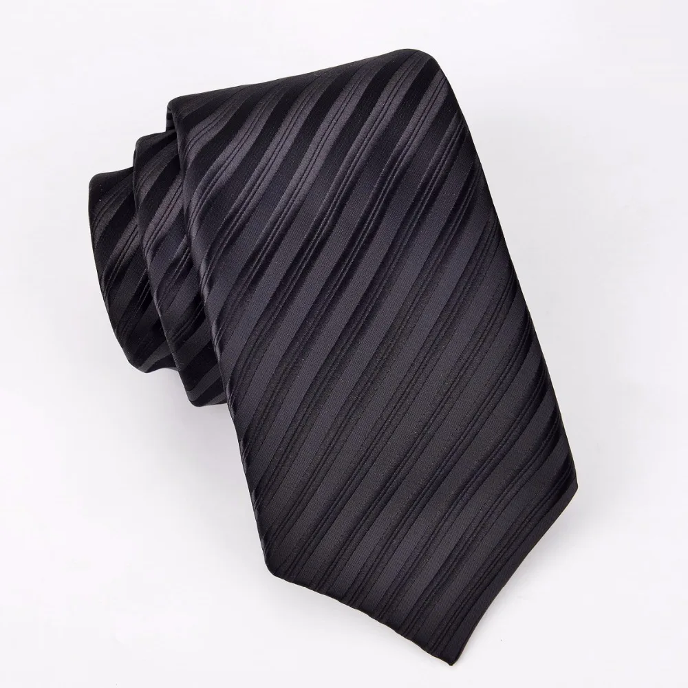 

Ikepeibao Custom Personalized Classic Men`s Tie Black Striped Jacquard Woven Microfiber Necktie
