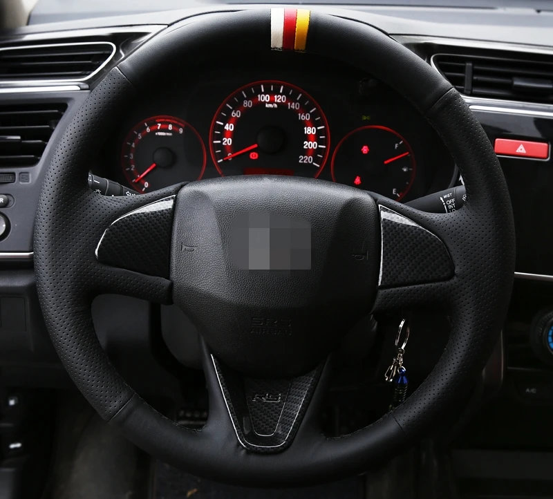 Автомобильные хромированные аксессуары из АБС-пластика для HONDA FIT JAZZ-, 1 шт., автомобильные наклейки на руль, u-образный декоративный чехол с блестками - Цвет: as picture