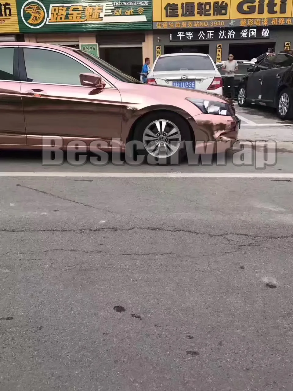 Высокоэластичная виниловая пленка для автомобиля розовое золото хромированная