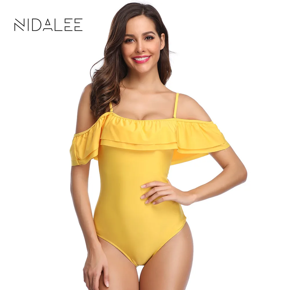 Solid one piece swimsuits ruffle lace bikini tube top swimming suits sexy tight women's swimwear 2019 Brazilian | Спорт и