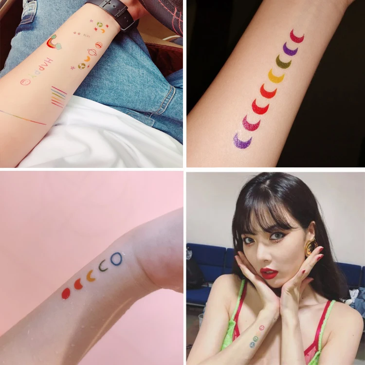 30pcs/set Color Fake Tattoo Heart Rabbit Cute Temporary Tattoo Sticker Kids Girls DIY Body Art Tatuajes Temporales Waterproof