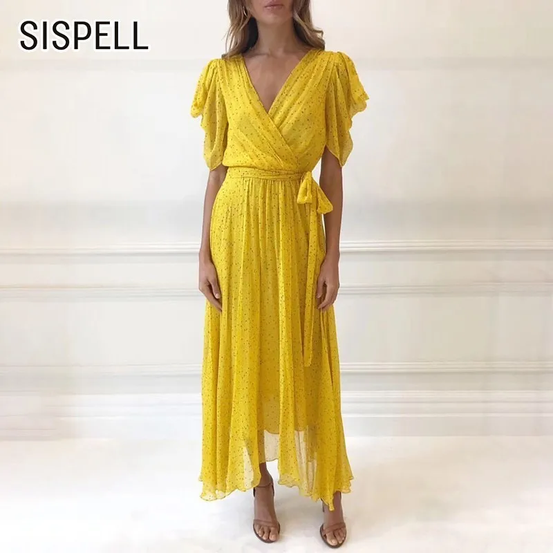 SISPELL 2019 платье трапециевидной формы с принтом женские платья v-образным вырезом