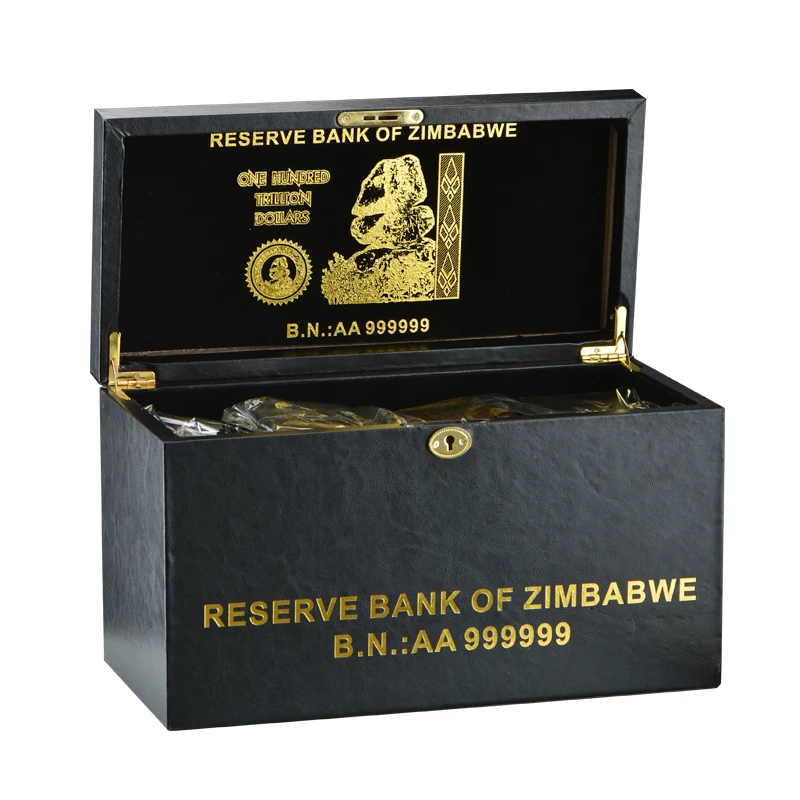 WR Zimbabwe 100 триллионов позолоченных банкнот 1000 шт с деревянной коробкой бизнес