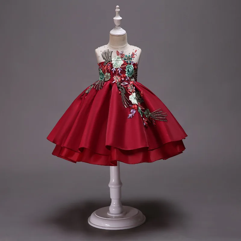 Christmas Girl dresses / Embroidery flower Girls dress with ribbon sash | Детская одежда и обувь