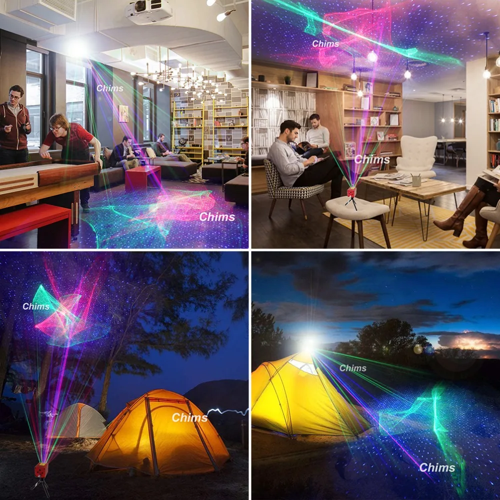 Chims мини портативное Лазерное освещение беспроводная перезаряжаемая RGB Аврора Метеор Звезда проектор Открытый путешествия Кемпинг Рождественская вечеринка