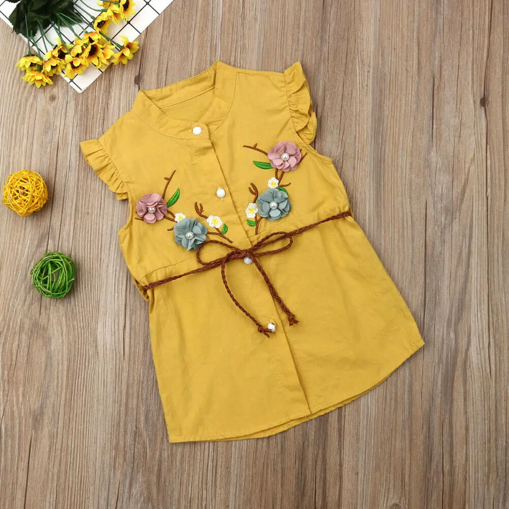 Платье детское летнее с оборками без рукавов цветочным принтом|Комплекты одежды