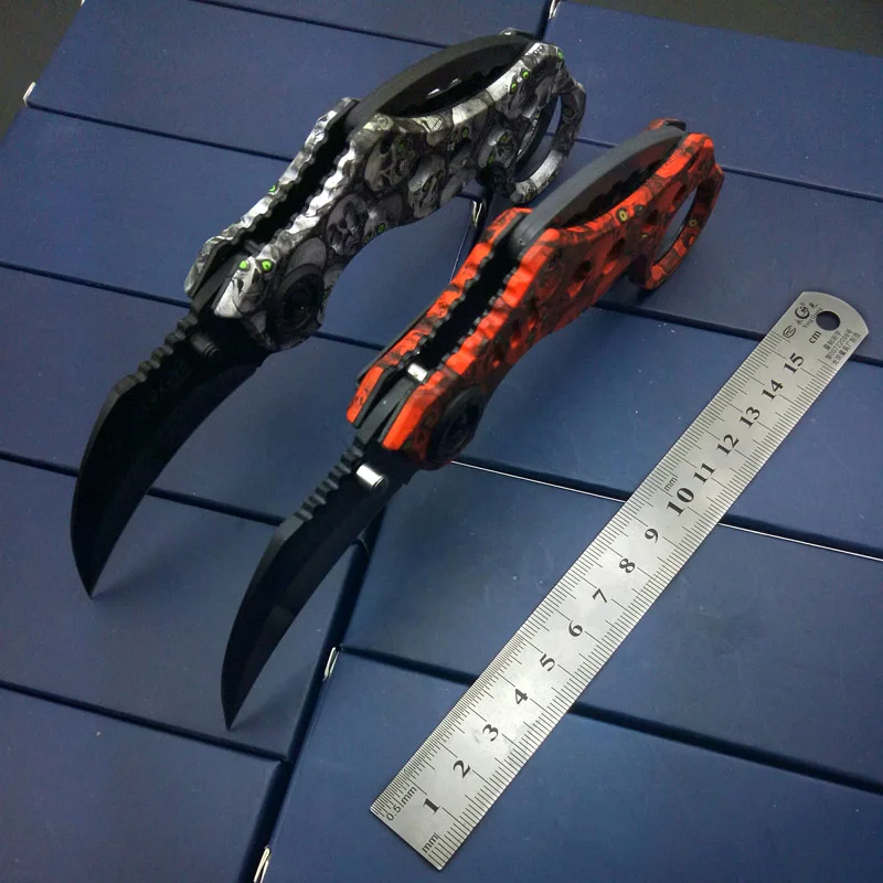 Нож Karambits в виде черепов тактический тренировочный складной Клинок для выживания