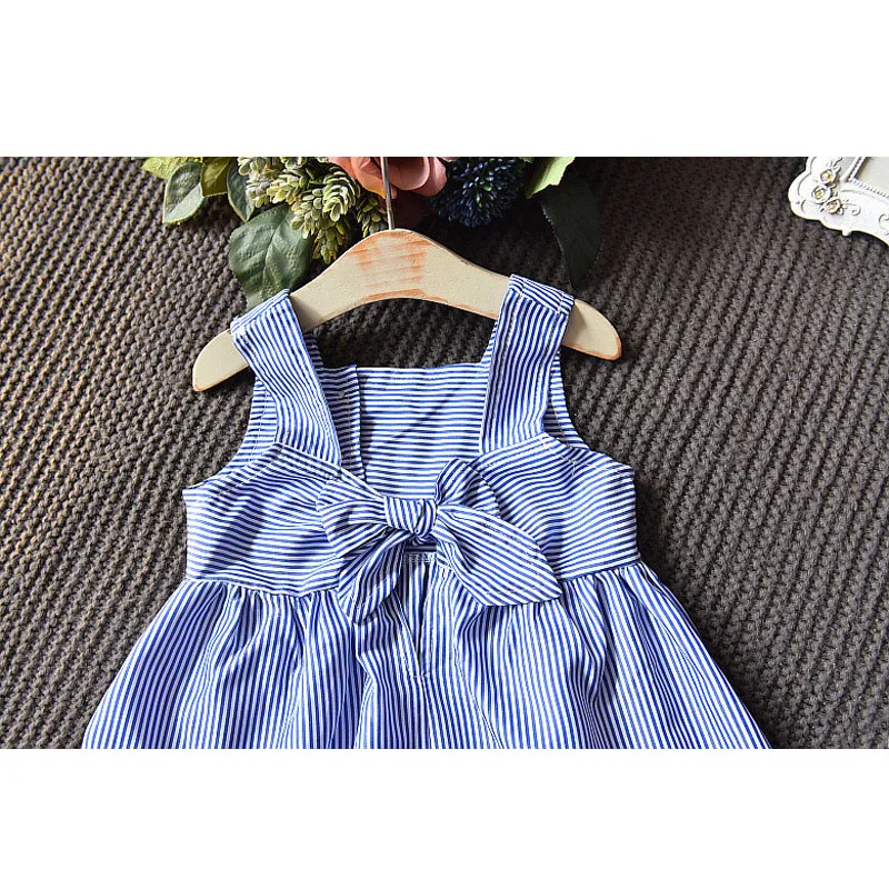 LOVE DD&ampMM Girls Dresses 2022 Summer New Children's Wear Sweet Simple Striped Button Open Back Bow Dress | Детская одежда и