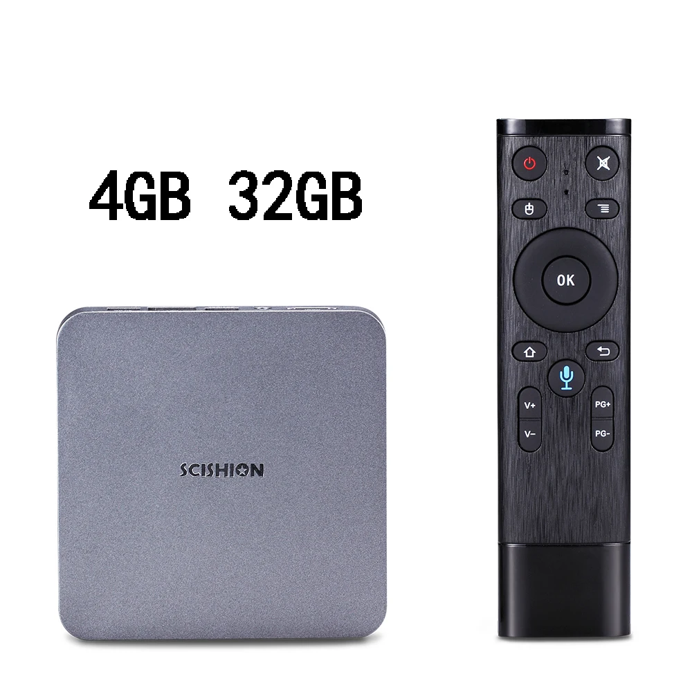 Silver SCISHION AI One Android tv Box android 8,1 4K 2G/16G WiFi BT4.0 медиаплеер дисплей экран Голосовое управление PK Z28 X96mini tv box - Цвет: Silver