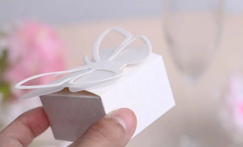 Милый 3D Белый Цвет Бабочка weding Вечеринка Детский душ Крещение конфеты коробка 20