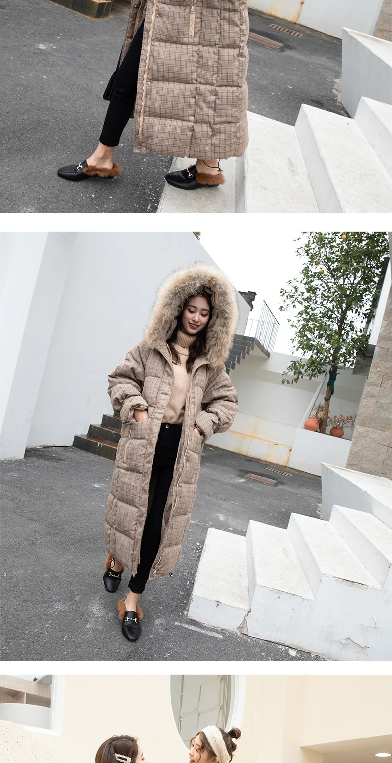 Abrigos mujer invierno зимняя стеганая куртка для женщин, теплое толстое длинное стеганое пальто, женское Свободное пальто в клетку, верхняя одежда LX436