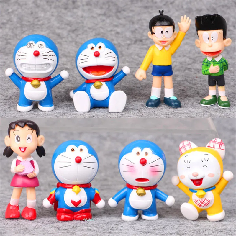 8 шт./компл. Doraemon Nobita Nobi Honekawa Suneo Konta Takeshi декоративная ПВХ экшн фигурка
