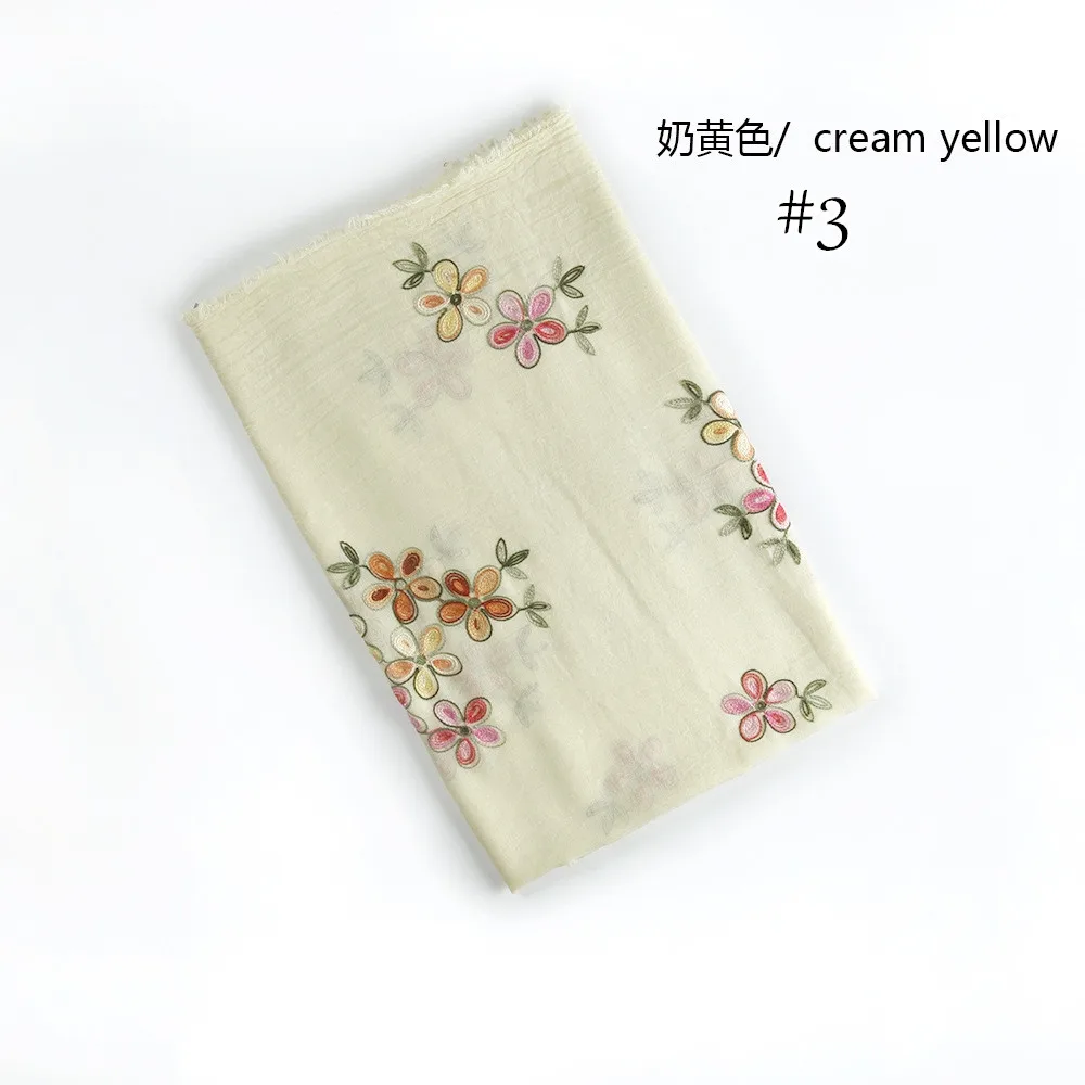 

NEW embroidery hijab soft scarf flower shawl scarf women scarves fashion muslim scarfs popular islamic hijabs 3 colors
