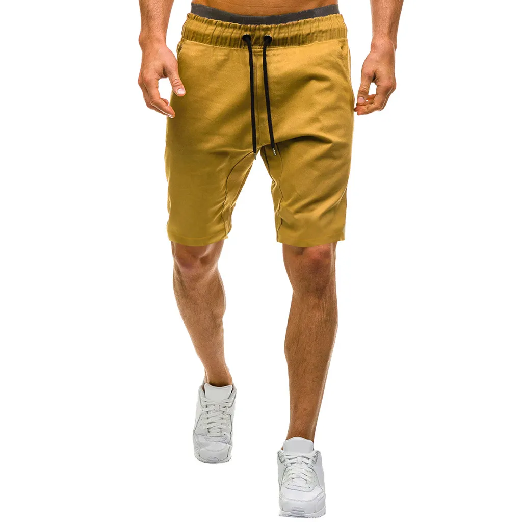 Мужские летние повседневные эластичные спортивные шорты однотонные мешковатые