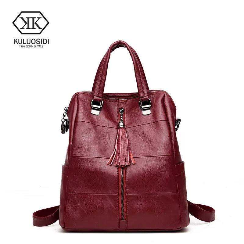

Рюкзак женский из искусственной кожи, с пэчворком, сумка Mochila с бахромой