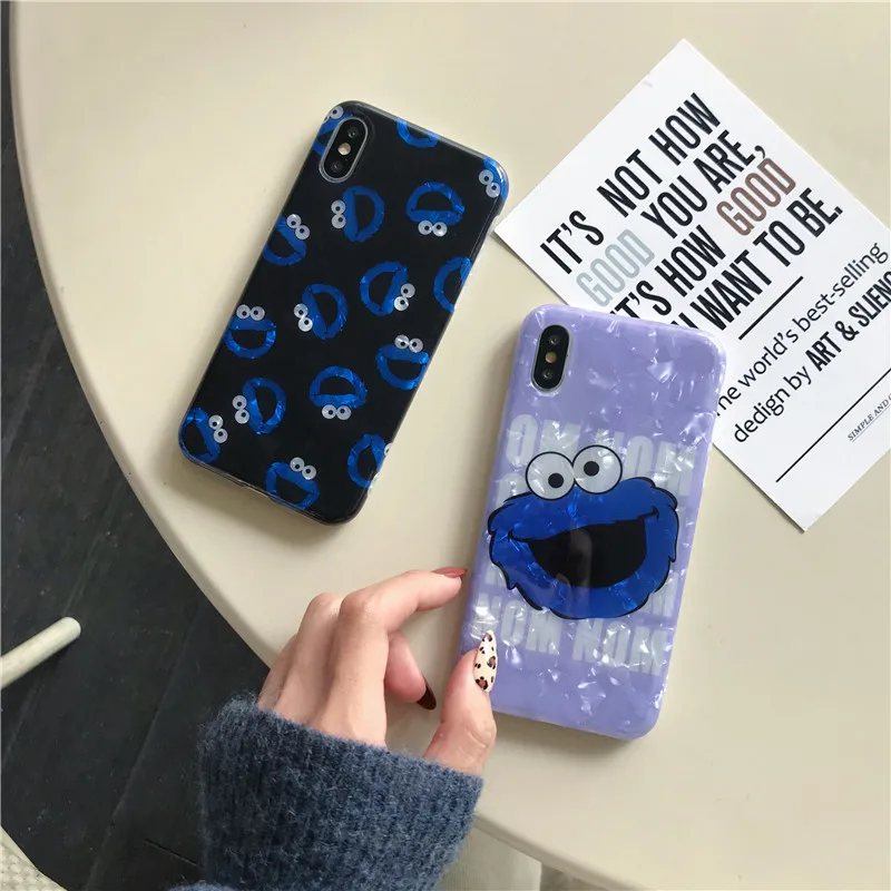 JAMULAR Cartoon Sesame Street Case Cover For iPhone XS MAX XR X 8 6 6s Plus Bling Conch Shell Phone Coque 7 Soft Capa |