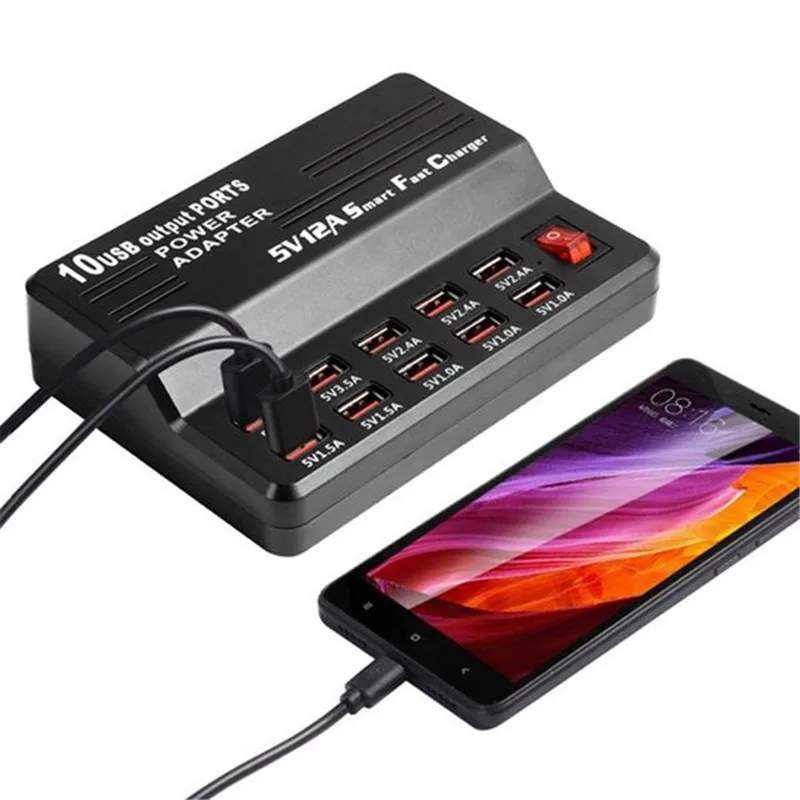 Зарядное устройство с 10 USB портами и вилкой европейского стандарта|Удлинители
