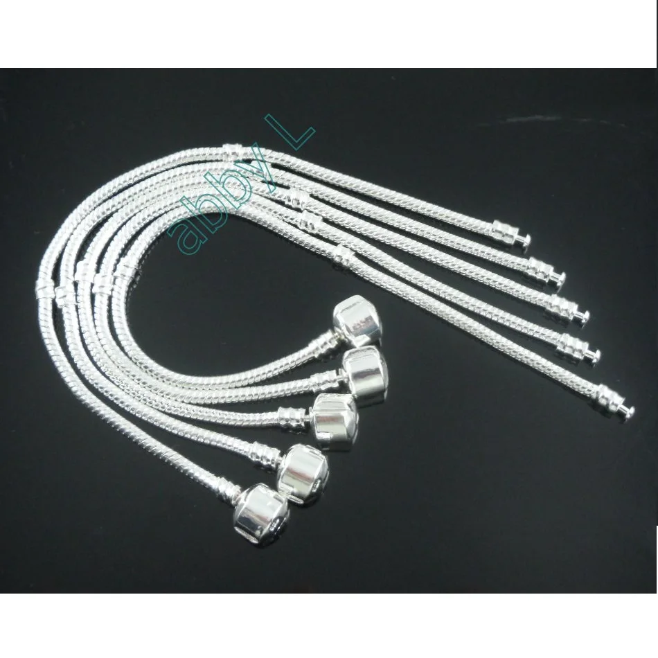 10 шт./лот Модные посеребренные застежки змеиная цепочка очаровательные браслеты