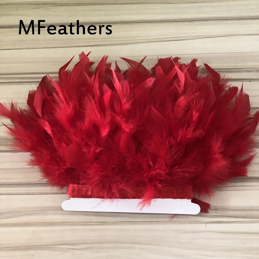 Wholesale 10Meters Dyed Red Turkey feather fringe trims 10-15cm 4-6inches chandelle marabou trimming skirt dress | Дом и сад