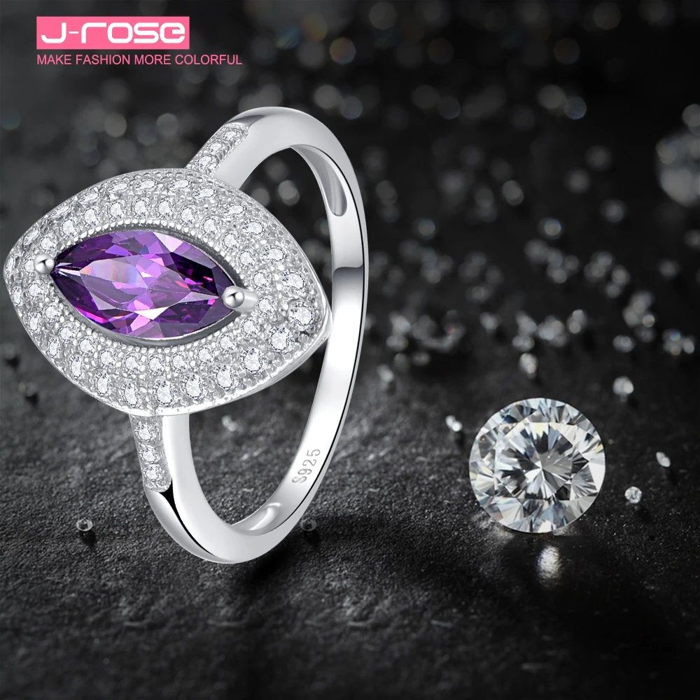 Jrose хит продаж фиолетовое одноцветное кольцо с маркизой из серебра 925 пробы новые