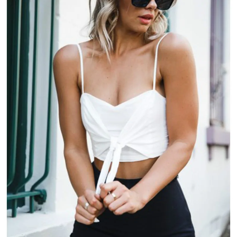 Модные летние Для женщин укороченный топ женские пляжные Стиль жилеты топы майки