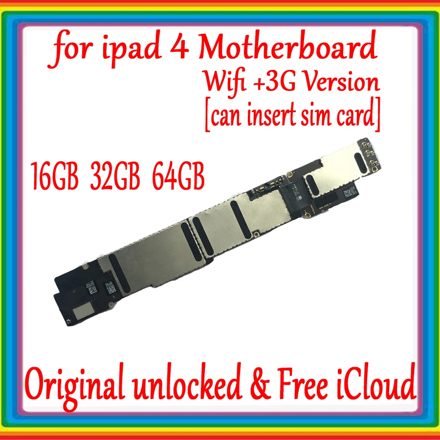 Оригинальная разблокированная материнская плата для ipad 4 версия Wi Fi + 3G (со слотом