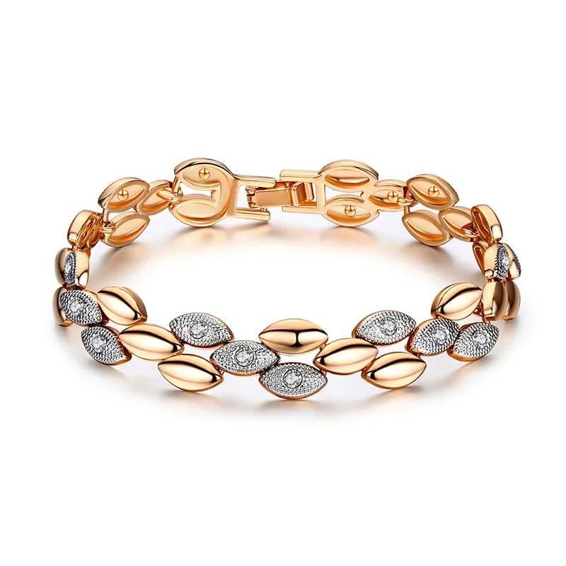 

MOONROCY Rose Gold Color Crystal Bracelet Droshipping Cubic Zirconia Jewelry Wholesale Bangle New Vintage for Women Gift