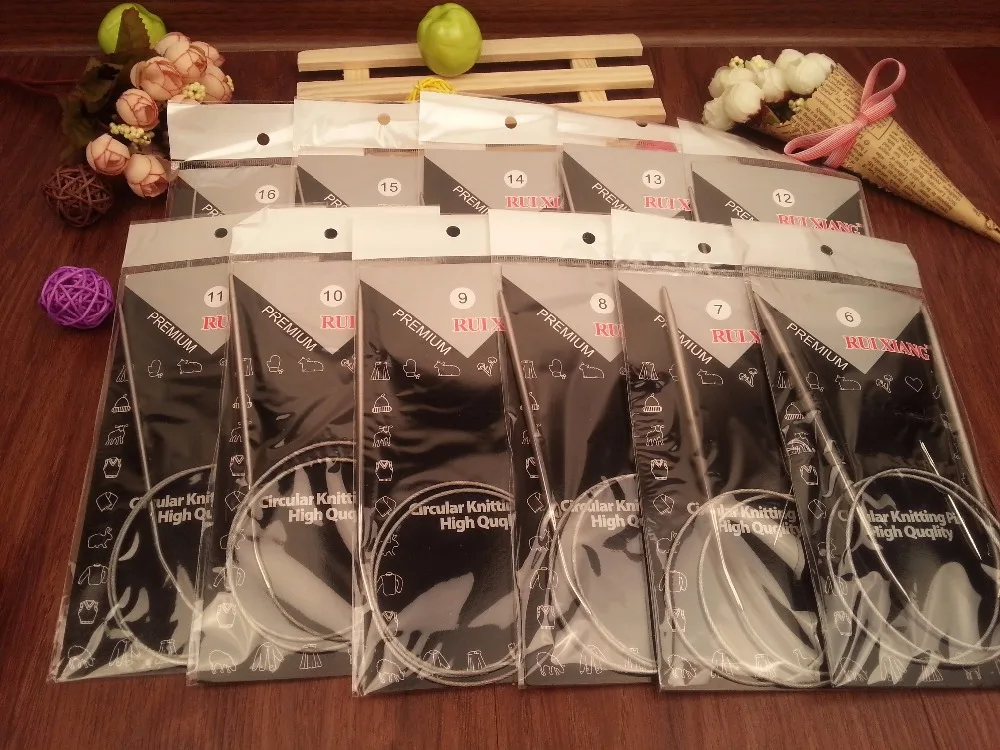 Free Shipping New 2016 Stainless Steel Circular Knitting Needles set Size 6-16 11PCS/Set 43.65.80.100.120CM |