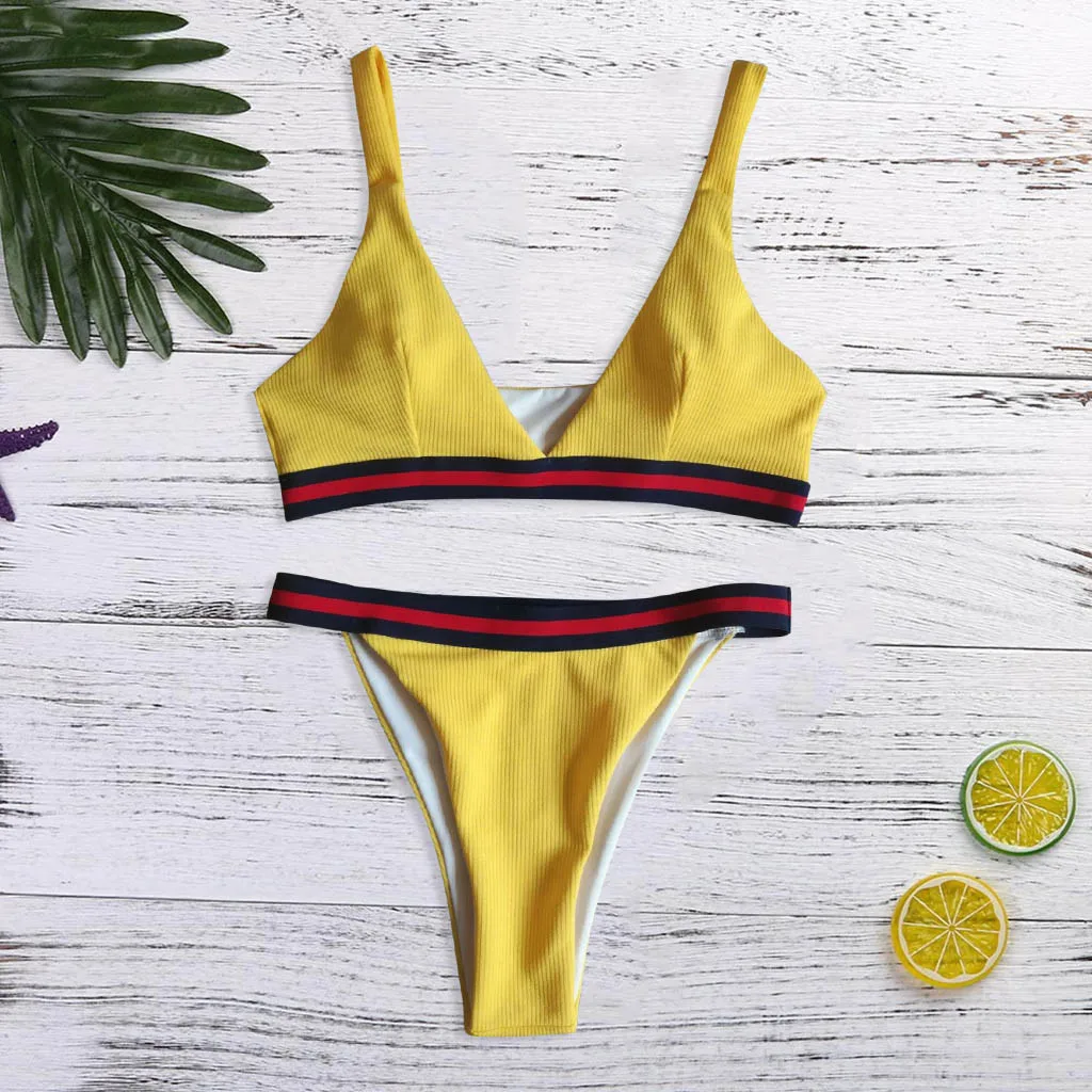 Women Floral Print Bikini Set Swimming Two Piece Swimsuits Swimwear Beach Suit Female Printed Sexy New A30424 | Женская одежда