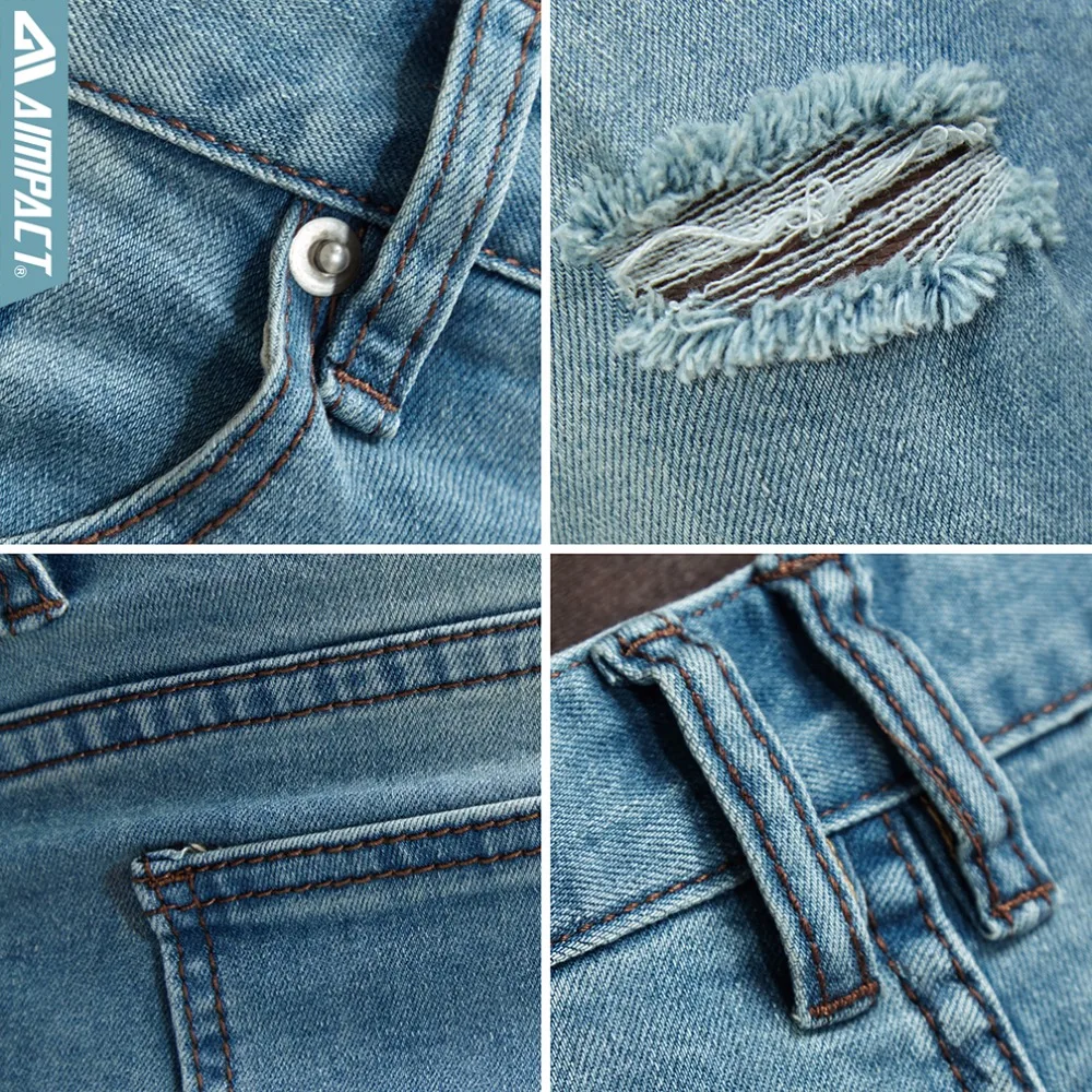 Джинсы Aimpact мужские облегающие джинсы с дырками до колена|Мужские джинсы| |