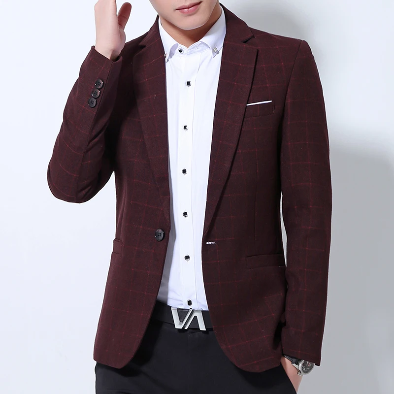 HCXY 2017 New lattice Men's Casual Suit Jacket Men Fit Slim Blazers jacket coat high-quality male jackets | Мужская одежда