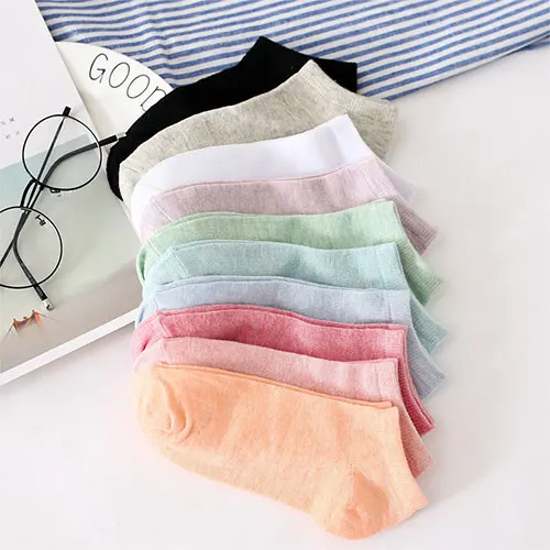 5 colors random Z Летние женские носки, Повседневные Дышащие однотонные удобные хлопковые носки, модные носки-башмачки для девочек, 5 пар/лот = 10 штук - Цвет: 5 colors random Z