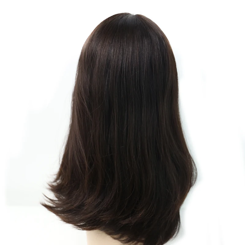 Еврейский парик на шелковой основе парики из человеческих волос спереди