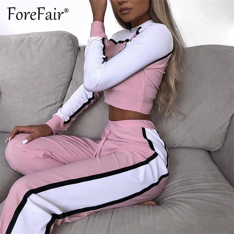 Forefair 2018 Осенние Женский комплект 2 шт. спортивные костюмы Спортивная