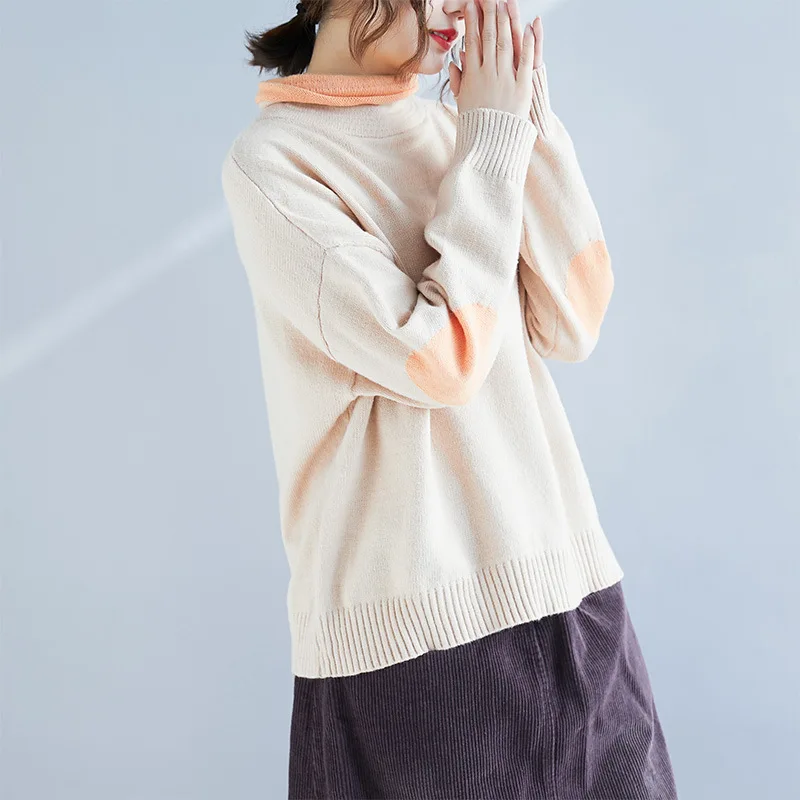 Johnature зима пуловер Повседневное одноцветное свободное платье Для женщин свитера