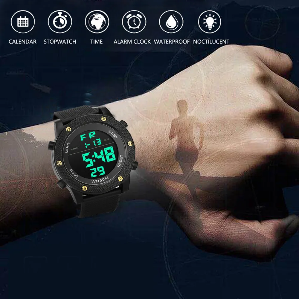 Мужские часы Роскошные Аналоговые военные армейские спортивные светодиодные
