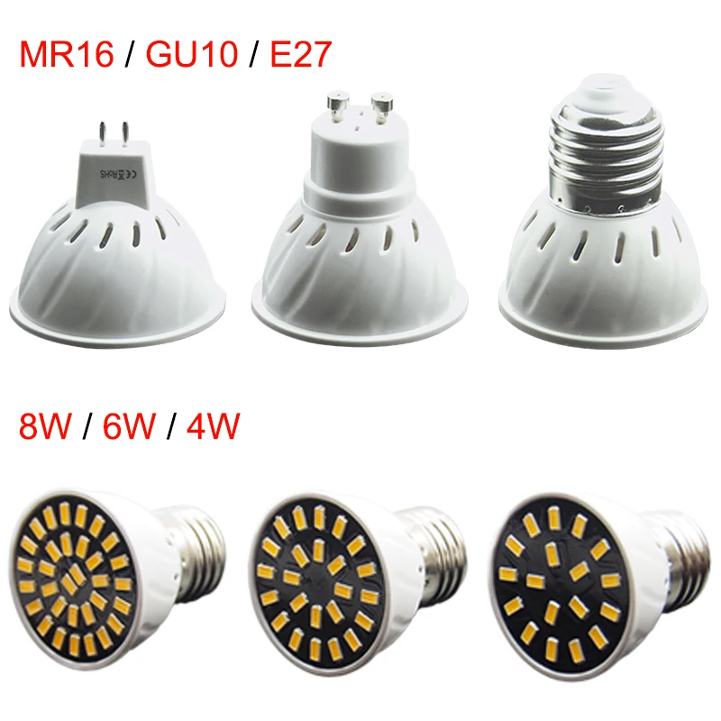 Bombillas светодиодный Spotlight GU10 E27 MR16 лампы SMD 5733 энергосбережения 4 Вт 6 8 220 В Lamparas пятно