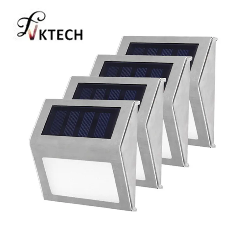 1-4 шт., 3LED солнечный светильник из нержавеющей стали, солнечная энергия, садовый светильник, уличный водонепроницаемый светильник для двора