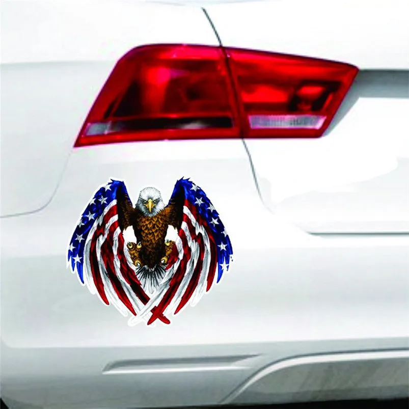2017 Newest Car Decal Flying Hawk Auto Truck Hood Side Eagle USA Flag Sticker car accessories car-styling stickers decals DIY | Автомобили