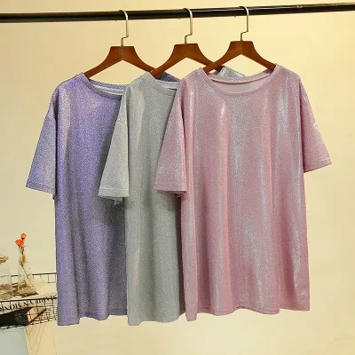 2018 Новое поступление футболка с коротким рукавом однотонная свободная яркая