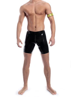 Модные Фетиш латексные боксеры мужские сексуальные черные резиновые шорты