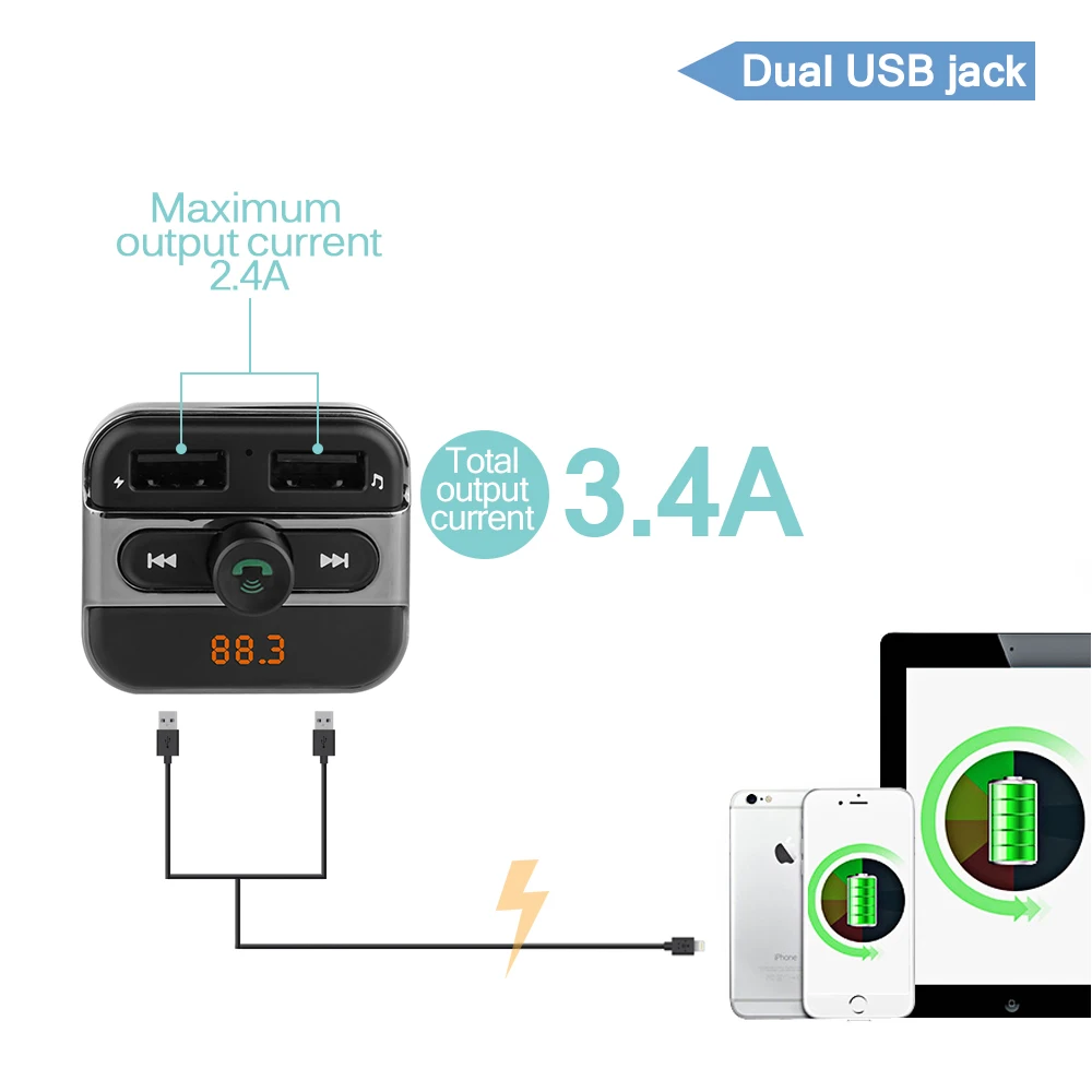 Горячая Bluetooth автомобильный комплект громкой связи с fm-передатчиком 2USB автомобильное зарядное устройство TF/USB MP3 музыкальный плеер Поддержка 1 г-32 г