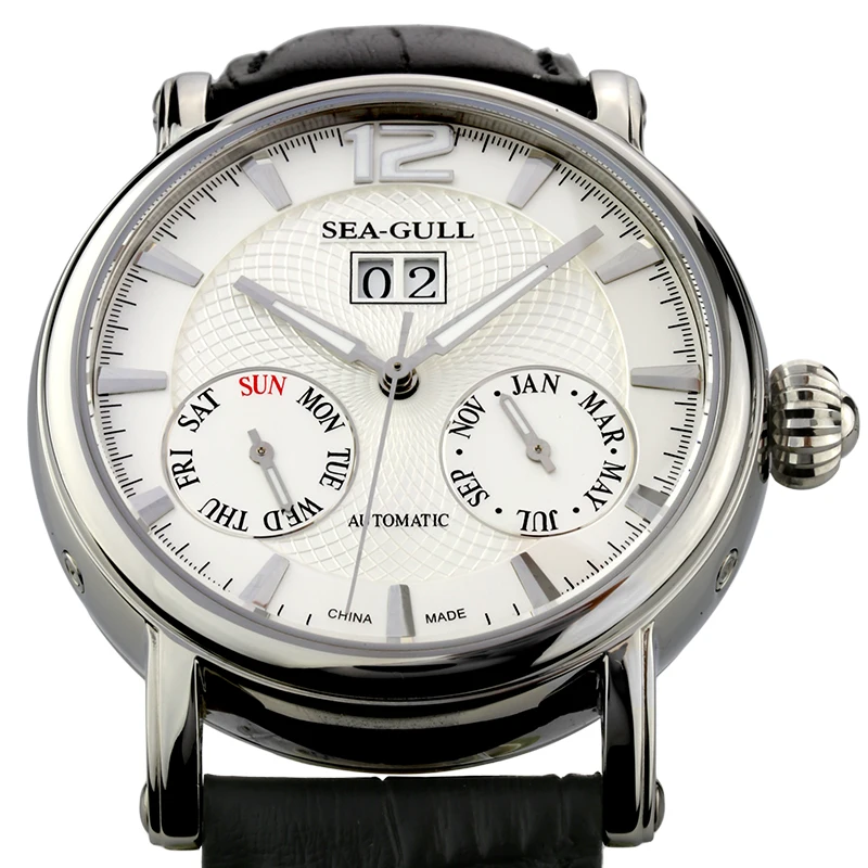 Автоматические механические водонепроницаемые часы из натуральной кожи для