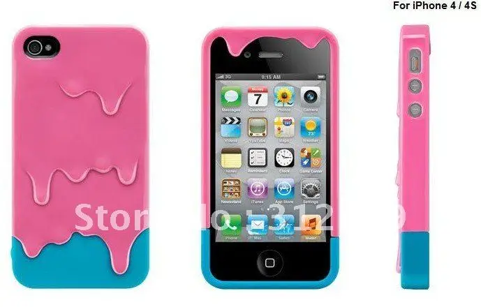 new arrival Ice Cream plastic Case for iPhone 4 4G 4S colorful Melt brand hard cover iphone 4s |
