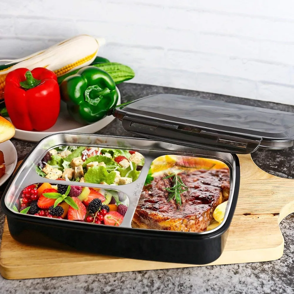 Lunch box Stainless steel Portable Insulated Leakproof Meal Prep Container Microwave Safe with Bag &amp Fork Spoon Kit Picnic Boxes | Дом и