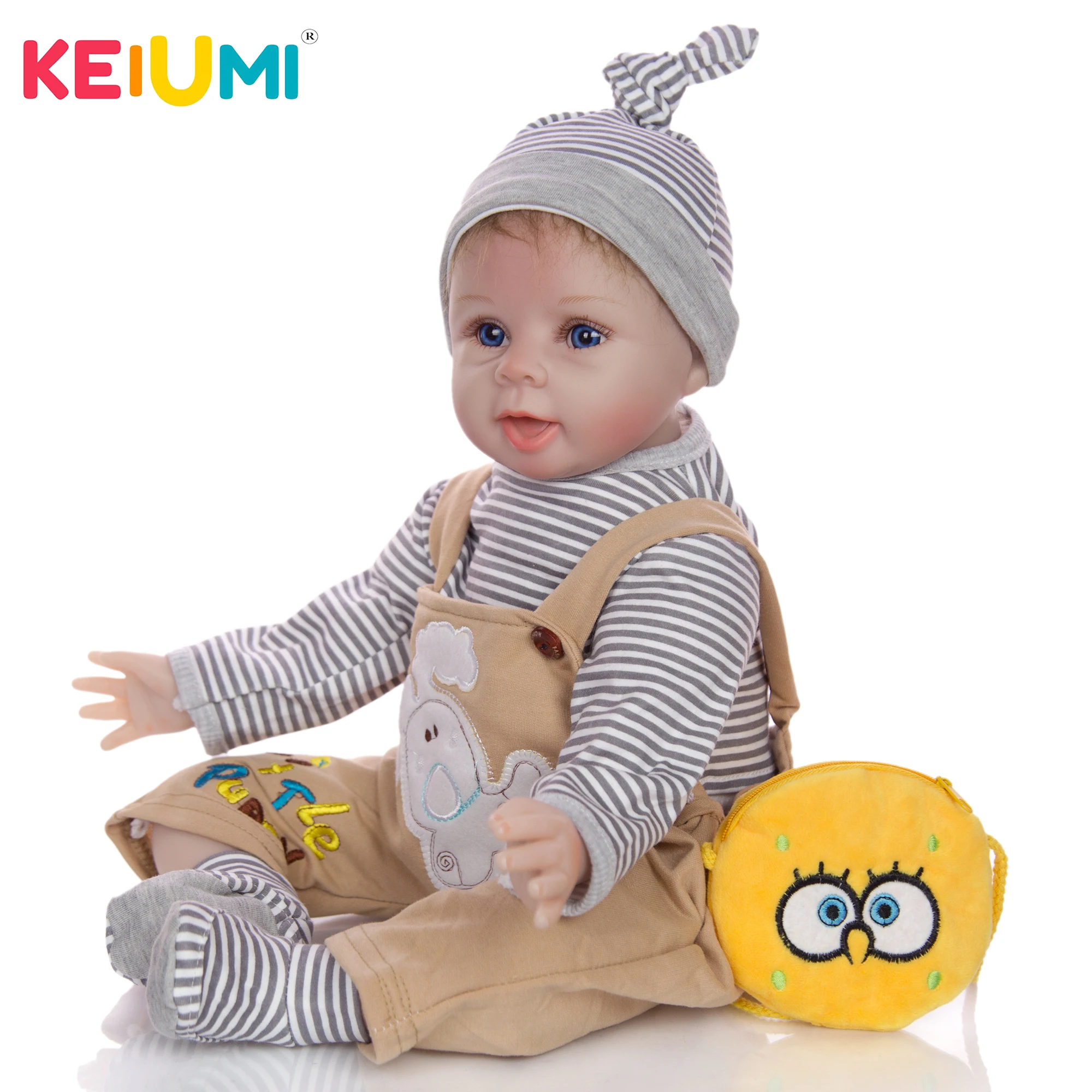 KEIUMI 22 дюйма Reborn Boneca Menino Мягкий силиконовый винил настоящий как косплей 55 см Baby Doll