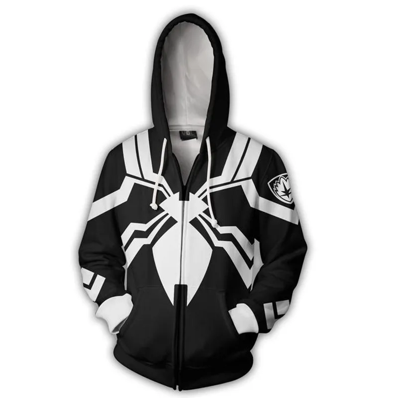 Venom худи Человек-паук толстовки аниме прочный супергерой крутой черный серый Осень Зима Топы Плюс Толстая Толстовка