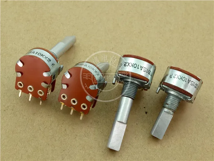 2pcs for NOBLE 16-type double potentiometer A10KX2 / handle length 20MMF A10K V16L4E{7*6.5}G3-1{PH2D}N30F-15A10K*2/T - купить по