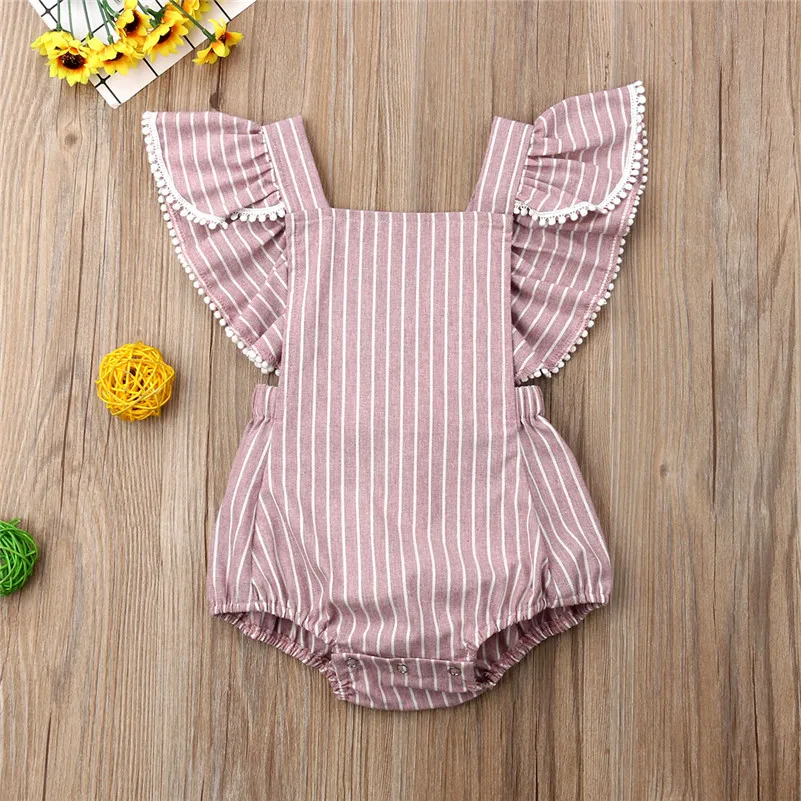 Fashion Baby Girl Rompers Cotton Newborn Bodysuit Stripe Girls Romper Jumpsuit Outfit Summer Clothes 0-24 Months 3B23 | Мать и ребенок