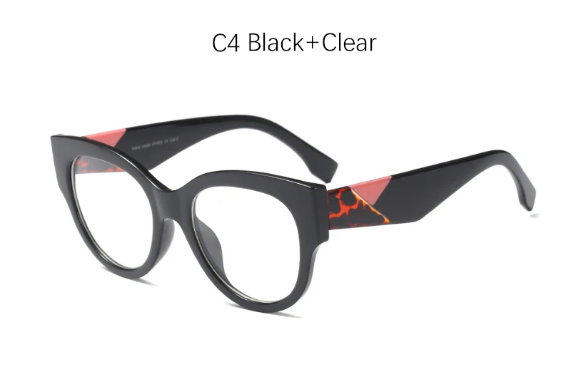 C4 Black Clear Очки винтажные кошачий глаз дизайнерская Фирменная оправа для очков женские модные прозрачные очки UV400 - Цвет оправы: C4 Black Clear